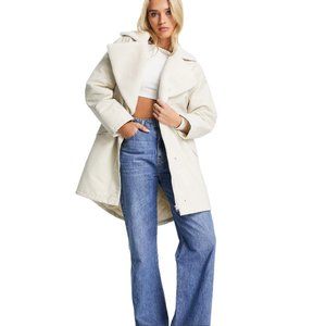 ASOS Drawstring Waist Hooded Long Coat NWT Size 8